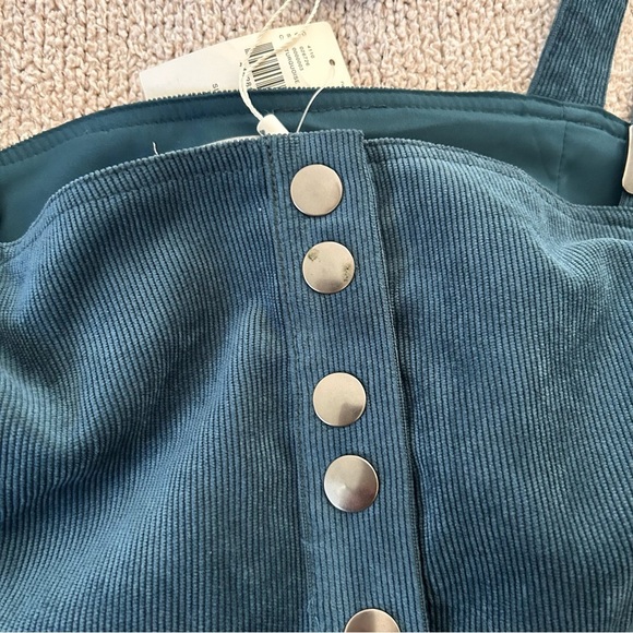finders keepers anthro corduroy silver buckle snap button turquoise crop top - Picture 5 of 6
